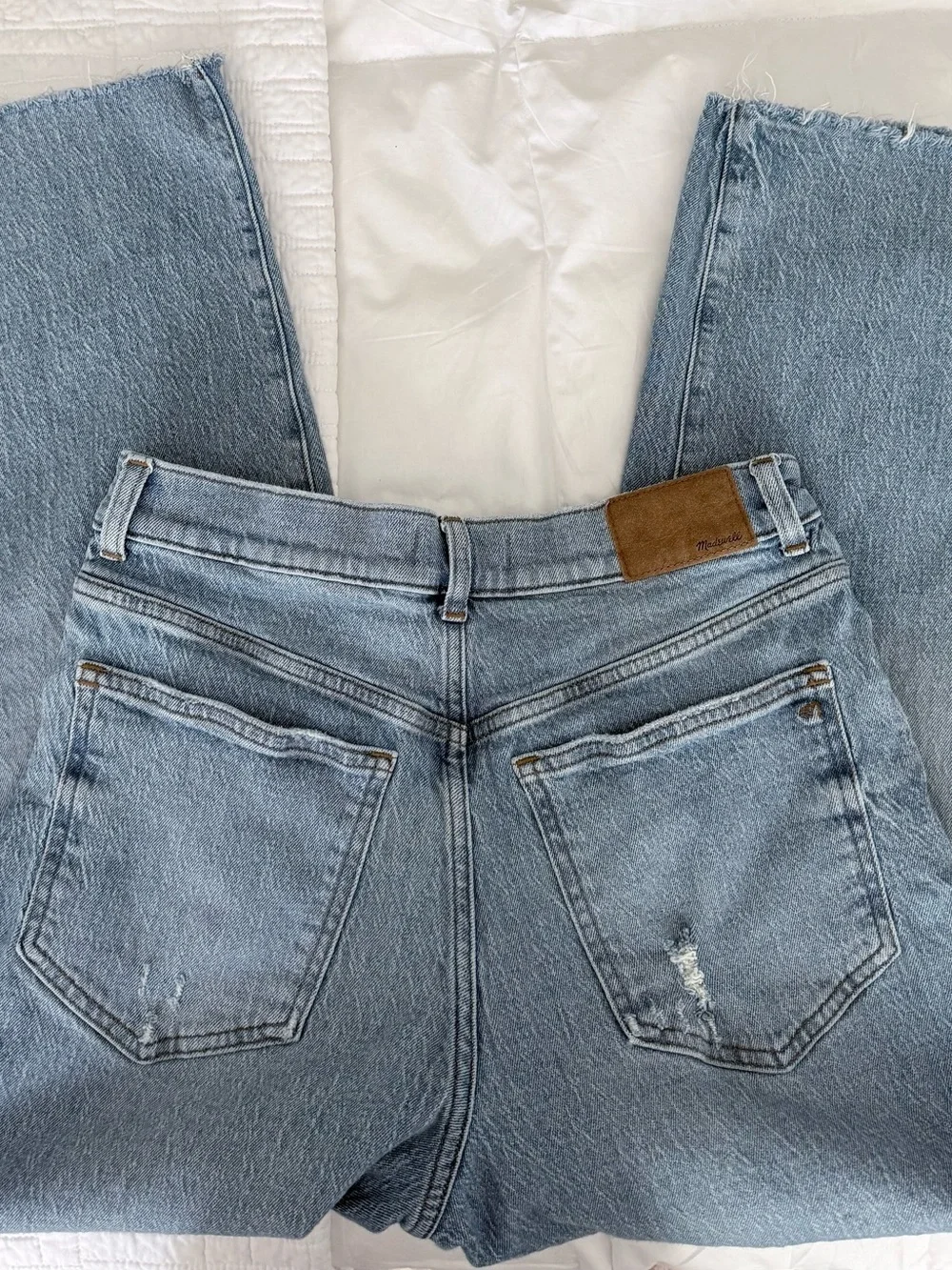 Madewell The Perfect Vintage Wide Leg Jeans Size 28 Light Wash Raw Hem Crop